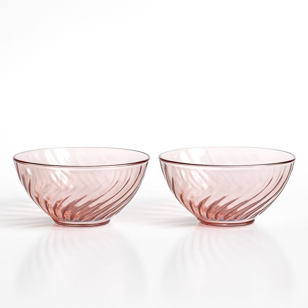 Vintage Pink Swirl Glass Bowls – Luminarc France Dessert Bowls Set of 2, Blush P